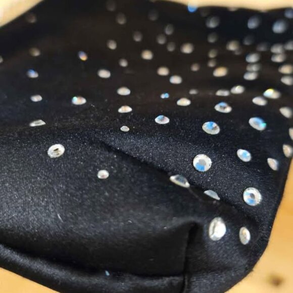 Black and Rhinestone Jeanne Lottie Evening Bag with Chain - Picture 2 of 4